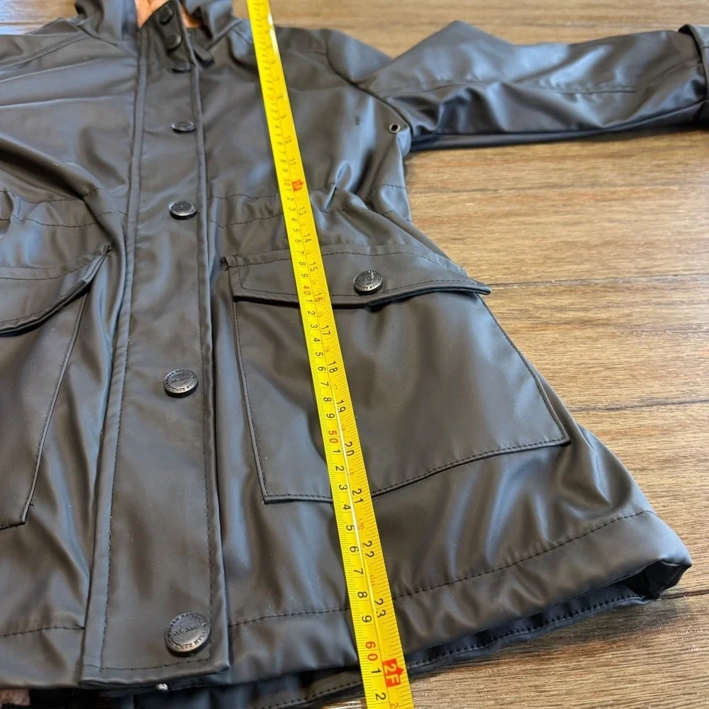 Urban Republic Black‎ Raincoat Pink Sherpa Lined Hooded Parka Jacket Girls 6X